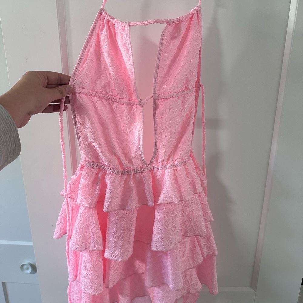 Strawberry MilkMob Pink Ruffled Halter Dress